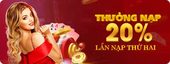 Thưởng 20% nạp lần thứ 2 tại Red88